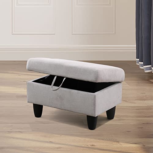 NicBex 35 Inch Storage Ottoman Modern Small Ottoman with Storage Tufted Ottoman Foot Stool with Legs Rectangular Foot Rest for Couch Flannel Ottoman for Bedroom, Living Room, Dark Brown