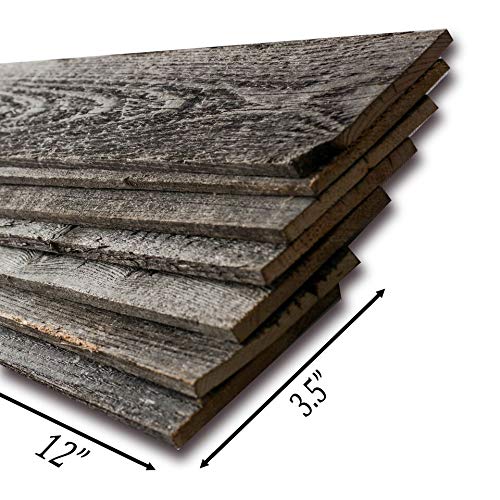 Rockin' Wood Real Wood Nail Up Application Rustic Reclaimed Naturally Weathered Barn Wood Accent Paneling Board Planks for Home Walls, 46 Square Feet