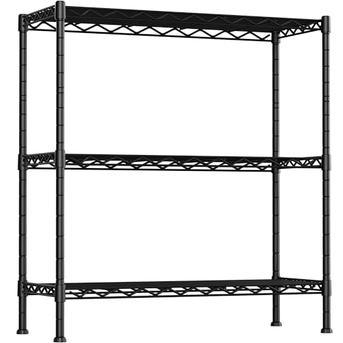 4-Shelf Adjustable Heavy Duty Storage Shelving Unit, Metal Organizer Wire Rack for Laundry Bathroom Kitchen Pantry Closet, Black