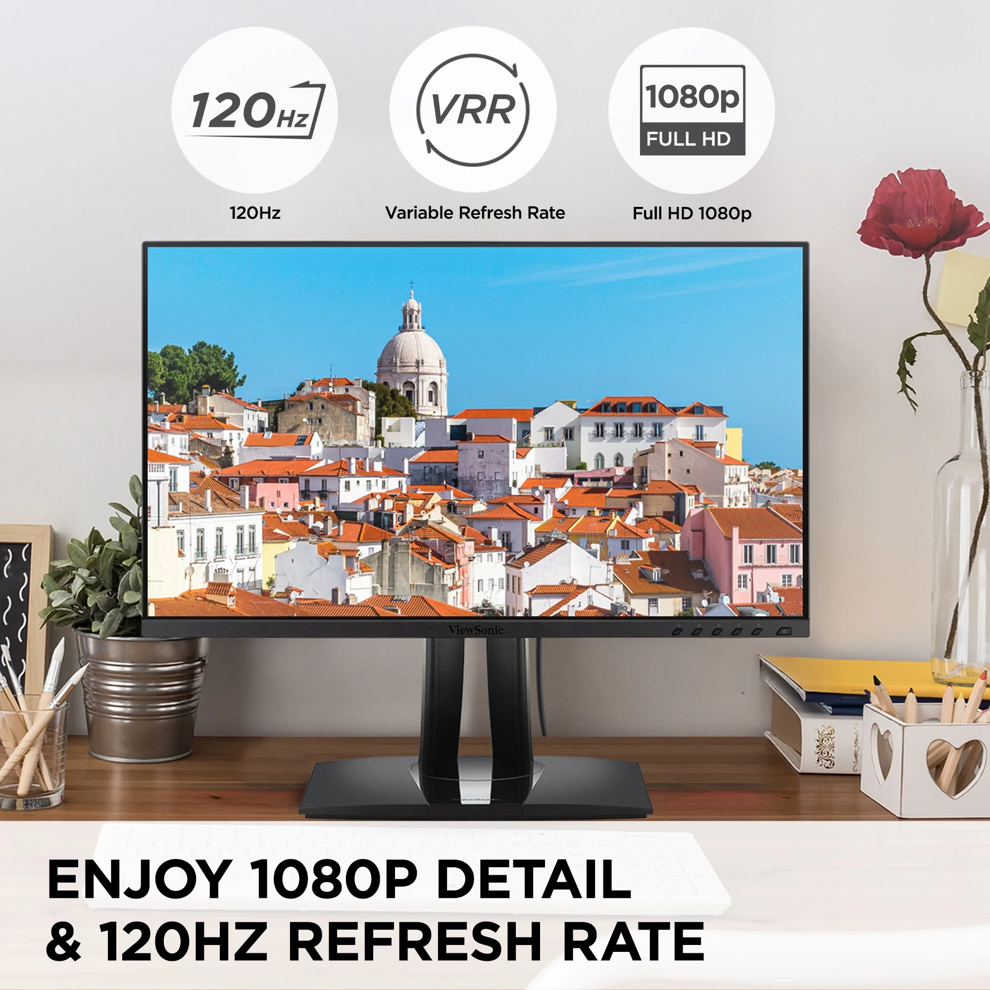 ViewSonic VP2456A 24 Inch 1080p IPS Monitor with Advanced Ergonomics, ColorPro 100% sRGB Rec 709, Pantone Validated, 14-bit 3D LUT, 120Hz, USB, HDMI, DisplayPort, 90W USB C for Home and Office