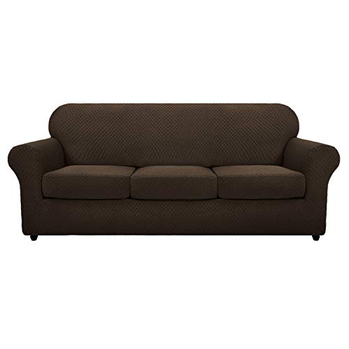 Stretch Sofa Slipcover, Jacquard Couch Sofa Cover with Separate Seat Cushion Cover Non Slip Washable Furniture Protector for Kids Pets