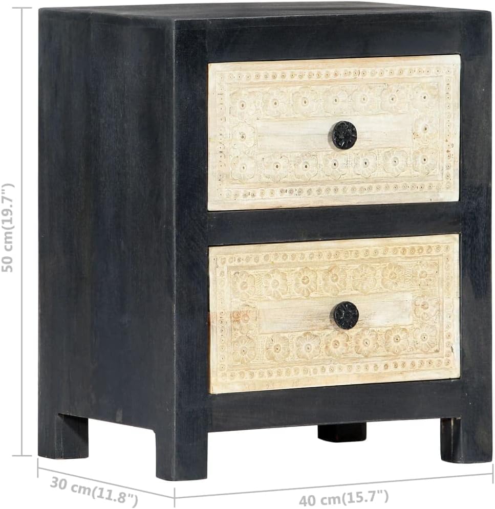 Hand Carved Bedside Cabinet,Wooden Side Table,Storage Cabinet,Telephone Stand,Sofa Tables,Decorate The Furniture,for Bedroom,Gray 15.7