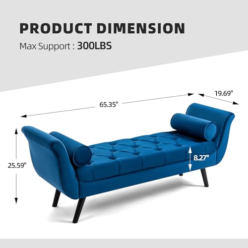 ECOTOUGE Rectangular Accent Bench, Upholstered Tufted Ottoman Bench, Corduroy Padded Benches for Entryway, Dining Room, Living Room, Bedroom, Grey