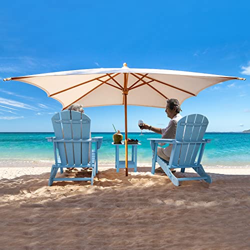 VINGLI Plastic Folding Adirondack Chair with Cup Holder, 100% Recyclable Waterproof HDPE Material, Comfortable 380lb Weight Capacity for Outdoor Pool Patio Lounge Chair Lawn Furniture Firepit (Teak)