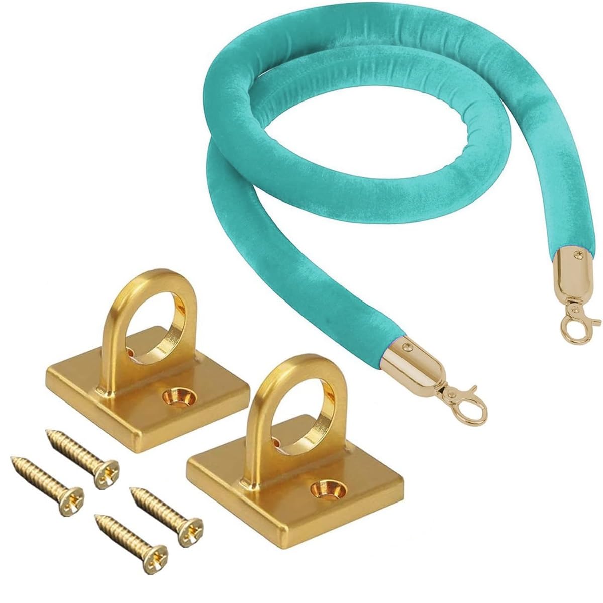 Velvet Rope Wall Mounted, Hanging Barriers Rope with 2 Wall Hooks Kits, Post Stanchion Queue Hanging VIP Rope for Movie Theaters & Red Carpet Event Crowd Control Stanchion Rope, 3Ft-13Ft(G1,2.5m/8ft)