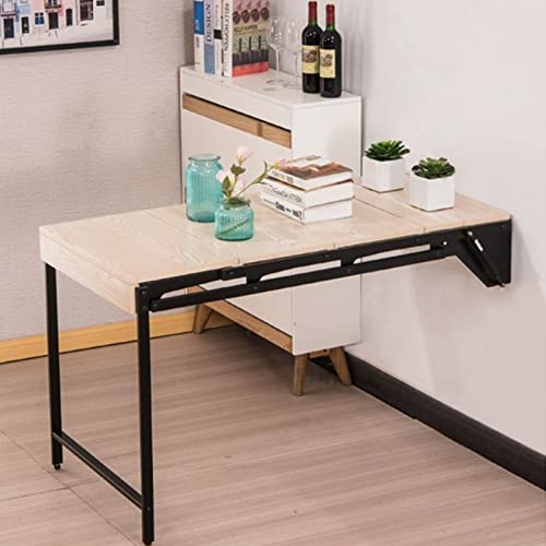 Wall-mounted desk multi-functional folding laptop desk writing workstation with storage family space-saving variable table and chair hanging wall net red home bookshelf table hanging wall ( Color : Ma