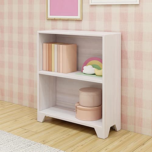 Max & Lily Modern Farmhouse 2-Shelf Bookcase, Solid Wood Bookshelves for Kids Bedroom, Driftwood