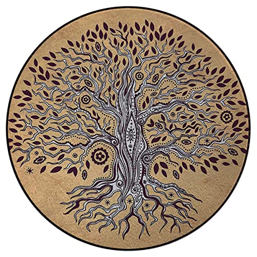 Black White GreenGaming Chair Mat Under Computer Desk Big Old Lush Tree with Lot of Leaves Chair Mat Floor Protector for Rolling Chair Office Gaming Room Decor Tree of Life Diameter 35.5 in