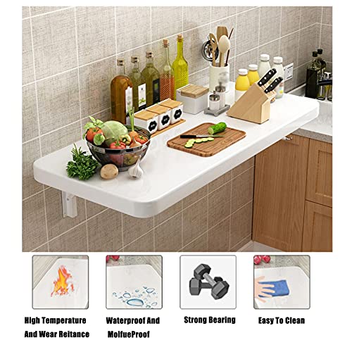 Folding Wooden Wall-Mounted Drop-Leaf Table Desk,Home Office Table Desk,Folding Kitchen & Dining Table Desk,Space Saving Hanging Table for Study, Bedroom, Bathroom Or Balcony