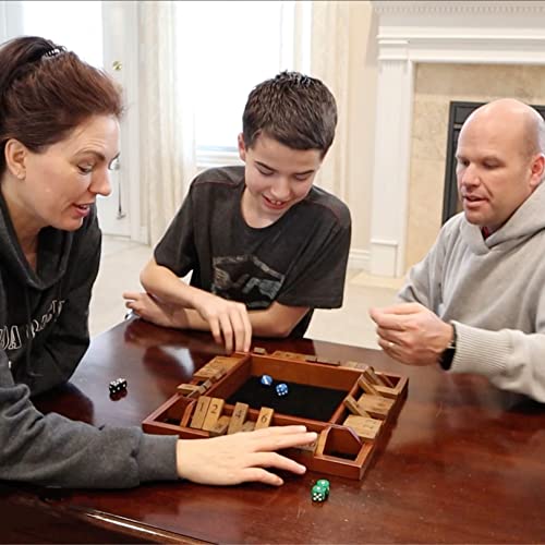 WE Games 14 inch 4-Player Shut The Box Wooden Board Game, Natural Wood