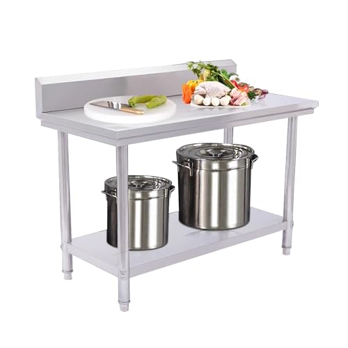 Stainless Steel Commercial Kitchen Prep & Work Table with Backsplash and UnderShelf Durable and Spacious Prep Station for Restaurants and Home Kitchens