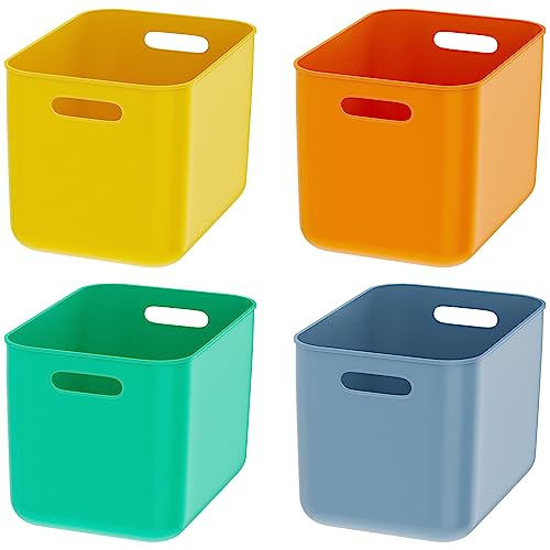 OWill 7-Pack 7.2L Plastic Storage Bins and Baskets for Efficient Home Classroom Organization - Small Containers in Multiple Colors for Kitchen, Cupboard Box, Bathroom Organizer on Shelves and Tubs