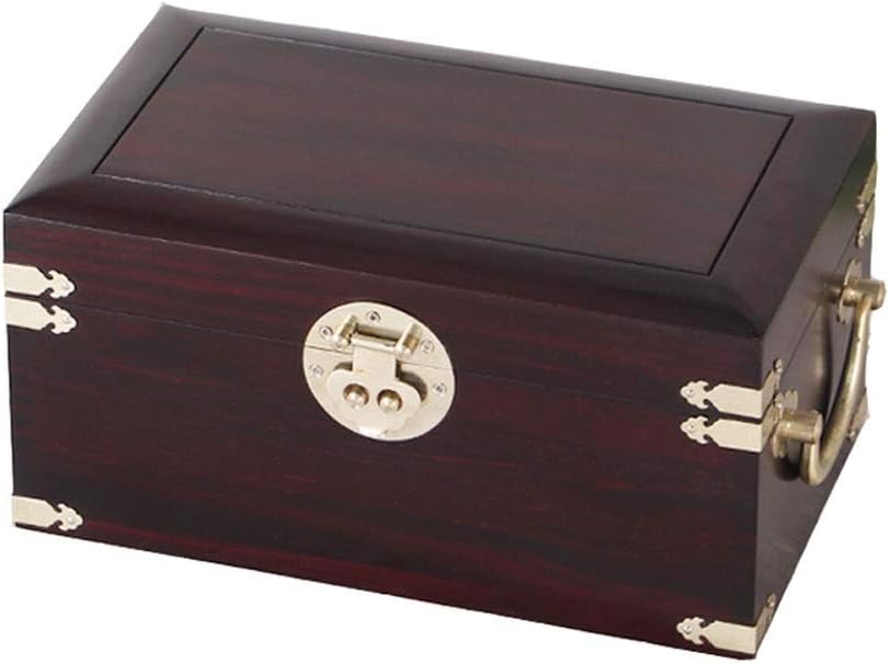 Gift for Women Jewelry Boxes Redwood Jewelry Organiser Double Layer Large Capacity Jewellery Box Retro Necklace Ring Earrings Storage Case New Year Presents