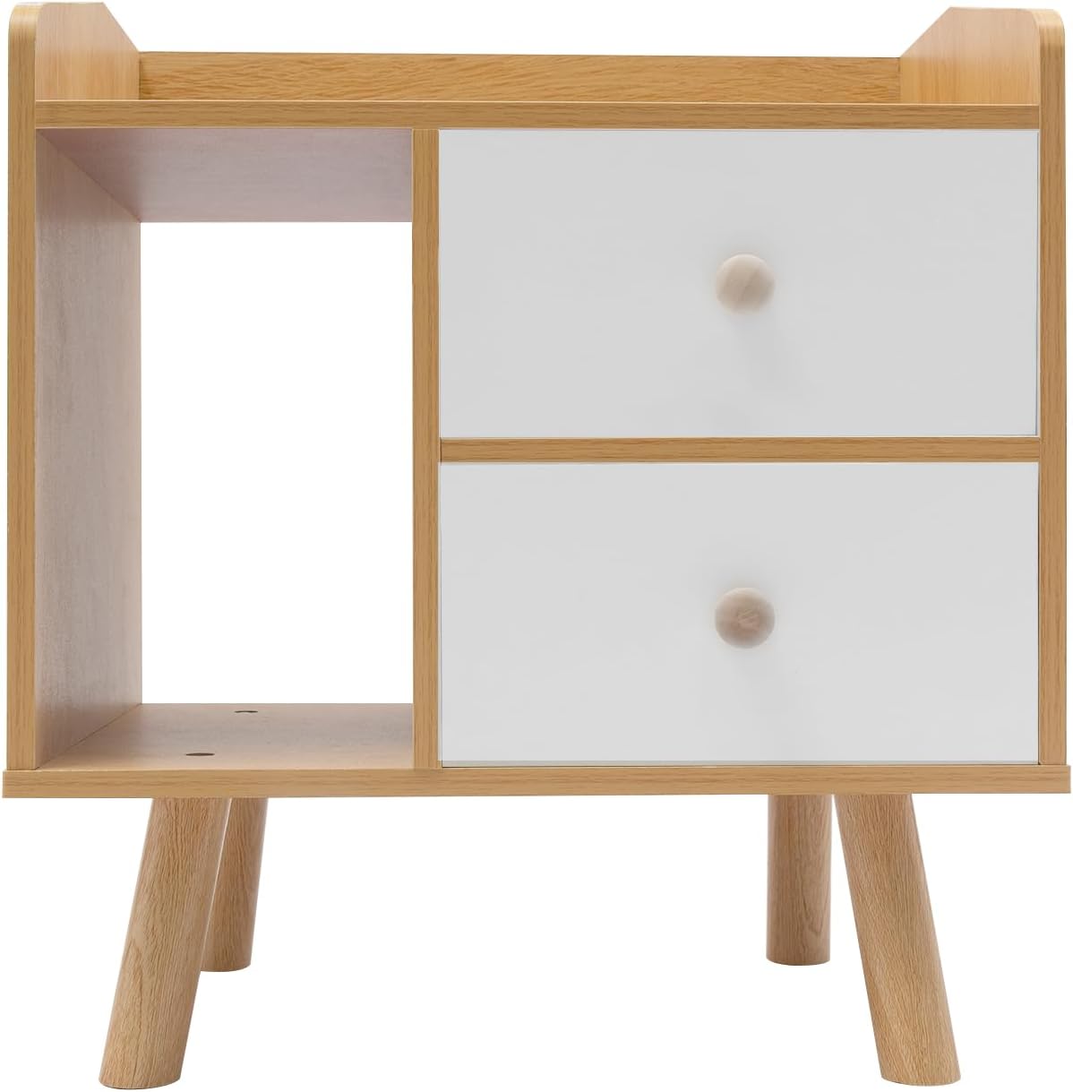 Maple Color Bedside Table with Drawer,Bedside Table Simple Solid Wood Small Cabinet Light Luxury Storage Cabinet Bedroom Bedside Simple Nordic European Style