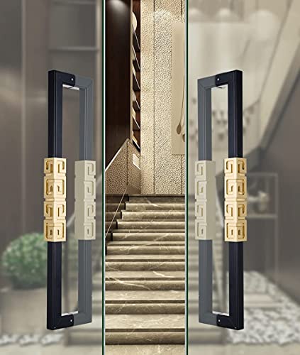 Door Pull Handles Heavy Duty Door Pull Handle Set, H Shape 304 Stainless Steel Push Pull Barn Door Handles for Wooden Doors/Glass Doors/Sliding Doors, 60cm/24in