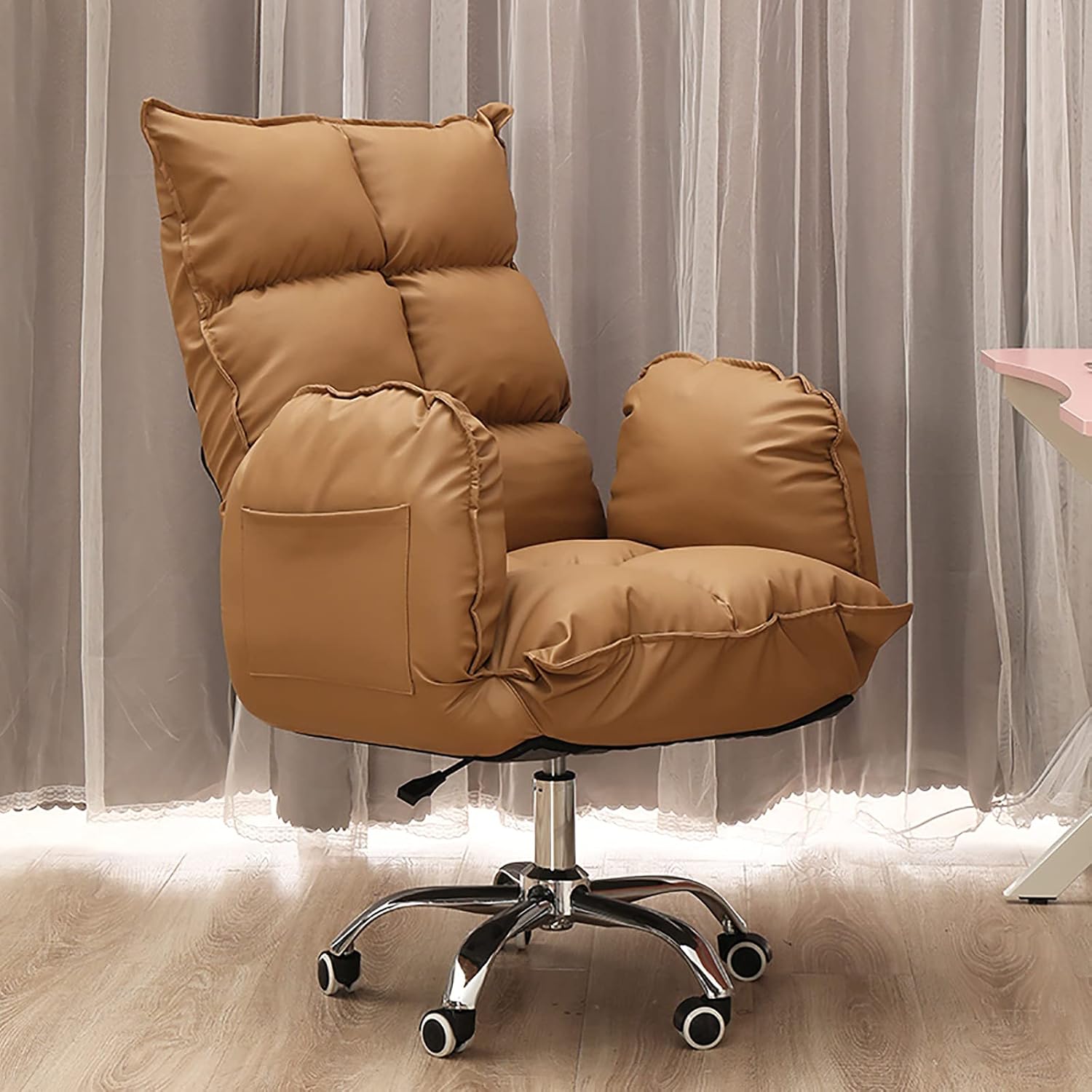 PU Leather Home Recliner Ergonomic Comfortable Desk Chair Height Adjustable,Modern Swivel Task Chair with Rocking Function for Executive Conference,High Back Office Chair