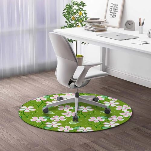 Round Rug 39 in Doodle Office Chair Mat for Hardwood Floor Vintage Computer Gaming Rolling Chair Mat Anti-Slip Desk Mat Floor Mat for Office Chair