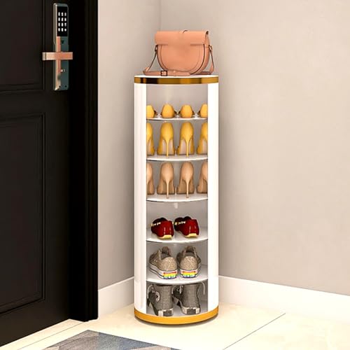 360 Shoe Organizer Rotate Rotating Shoe Rack Tower Shoe Cabinet For Entryway Cabinet Shelving For Space Saving Slim Hidden For Narrow Hallway,Bedroom,Living Room,Large Capacity(32x105cm/12.59x41.33in)