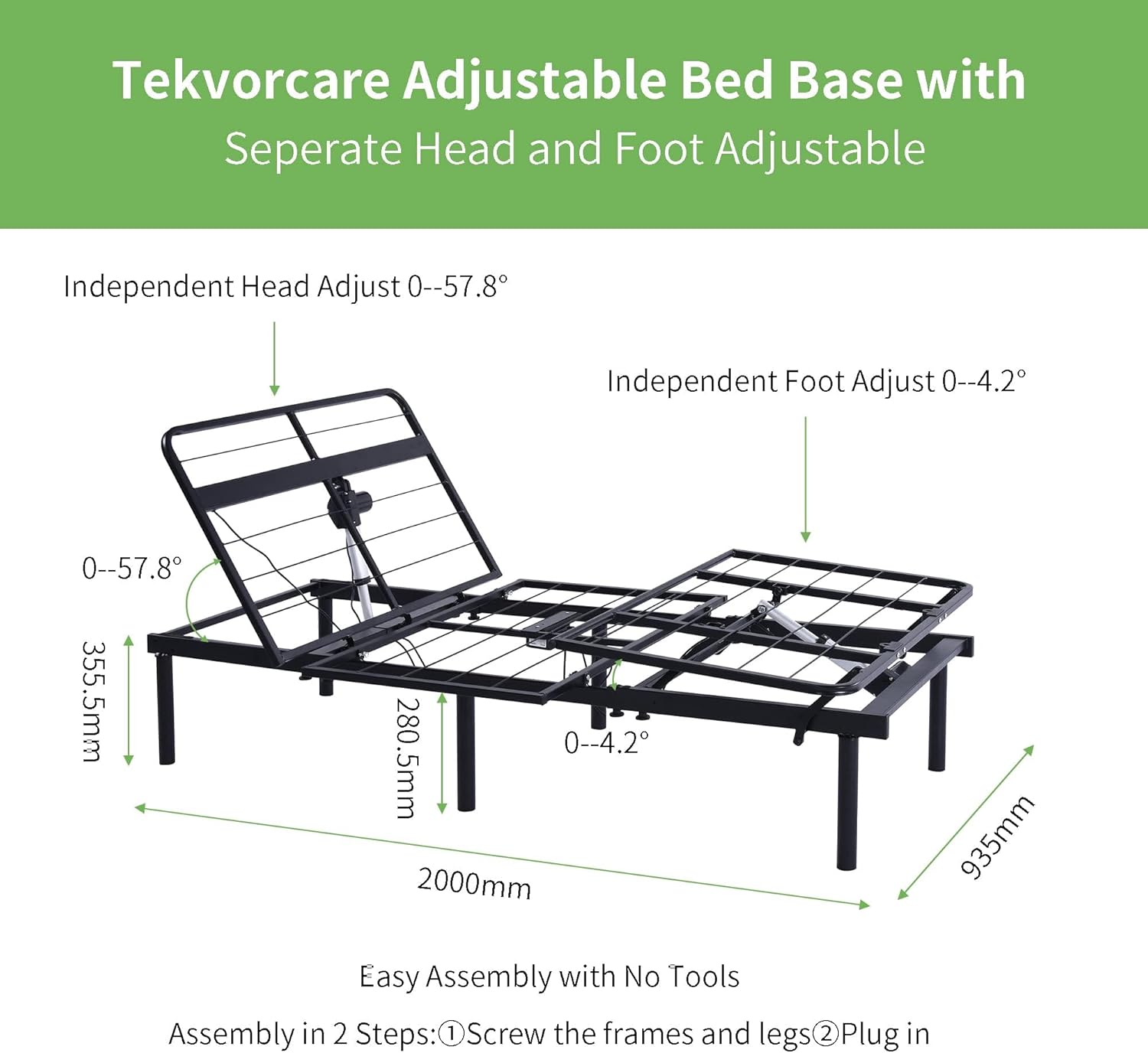 Adjustable Bed Frame Base, Wireless, 5-Minute Quick Assembly, Zero Clearance, Zero Gravity, Whisper Quiet Durable Motor, Mattress Holder, Anti Snore, Ideal Gift for Family, Twin XL