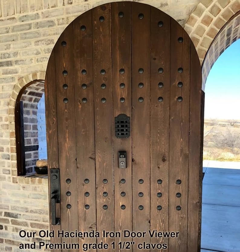 Grille, Iron Door Viewer, Old Hacienda Style (2 pc. Iron Door Viewer Kit), Speakeasy Window, Rustic (Black Powder Coat)