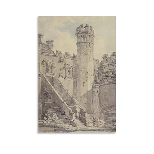 Haddon Hall Near Bakewell, Derbyshire By Jmw Turner Poster Canvas Wall Art Posters For Room Aesthetic And Decor Canvas Painting Posters And Prints Wall Art for Living Room Bedroom Decor 24x36inch(60