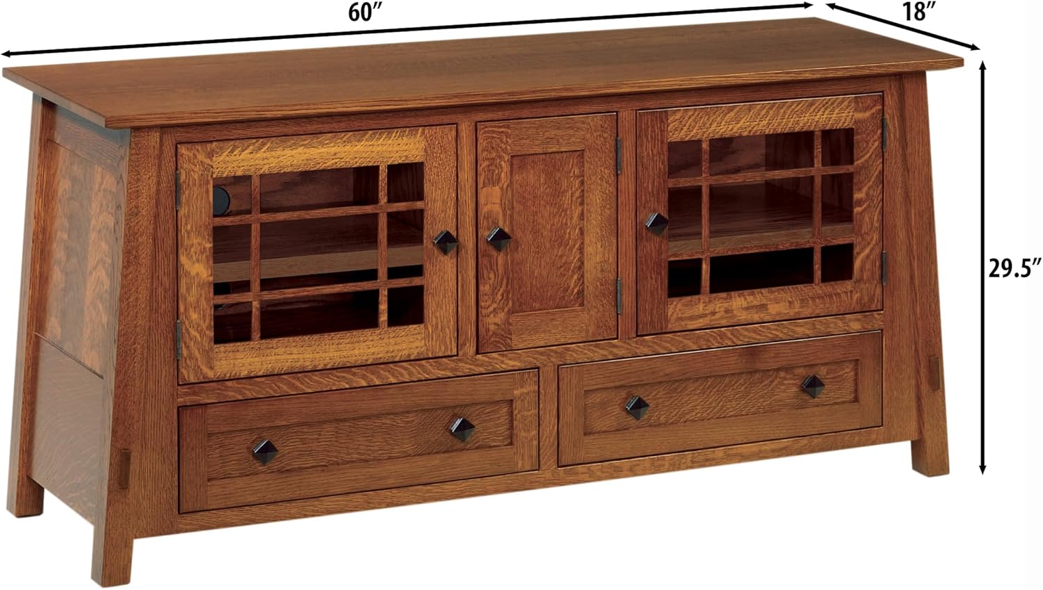 Milton TV Stand -Amish Crafted in The USA Solid Quarter Sawn White Oak