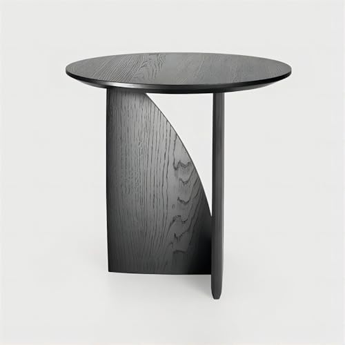 Round Solid Wood Side Table, Scandinavian 20in Solid Wood Coffee Table, Sofa End Tables, Nightstand for Living Room, Bedroom and Office (Color : Brown)