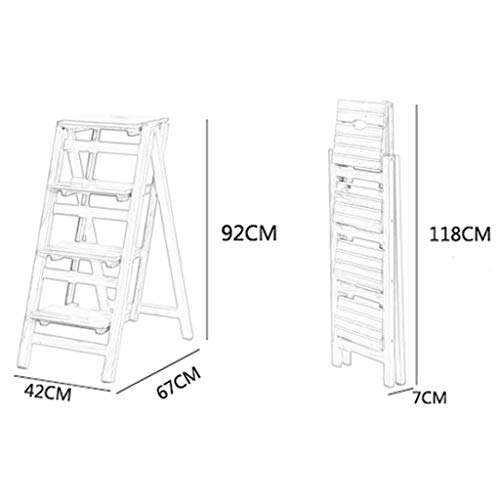Folding Portable Ladder Step Stool Strong and Four-Step Ladder Solid Wood Stool Step Wooden High Stool Change Shoe Bench Bathroom Stool Fashion Stairway Chair Max Load 150K