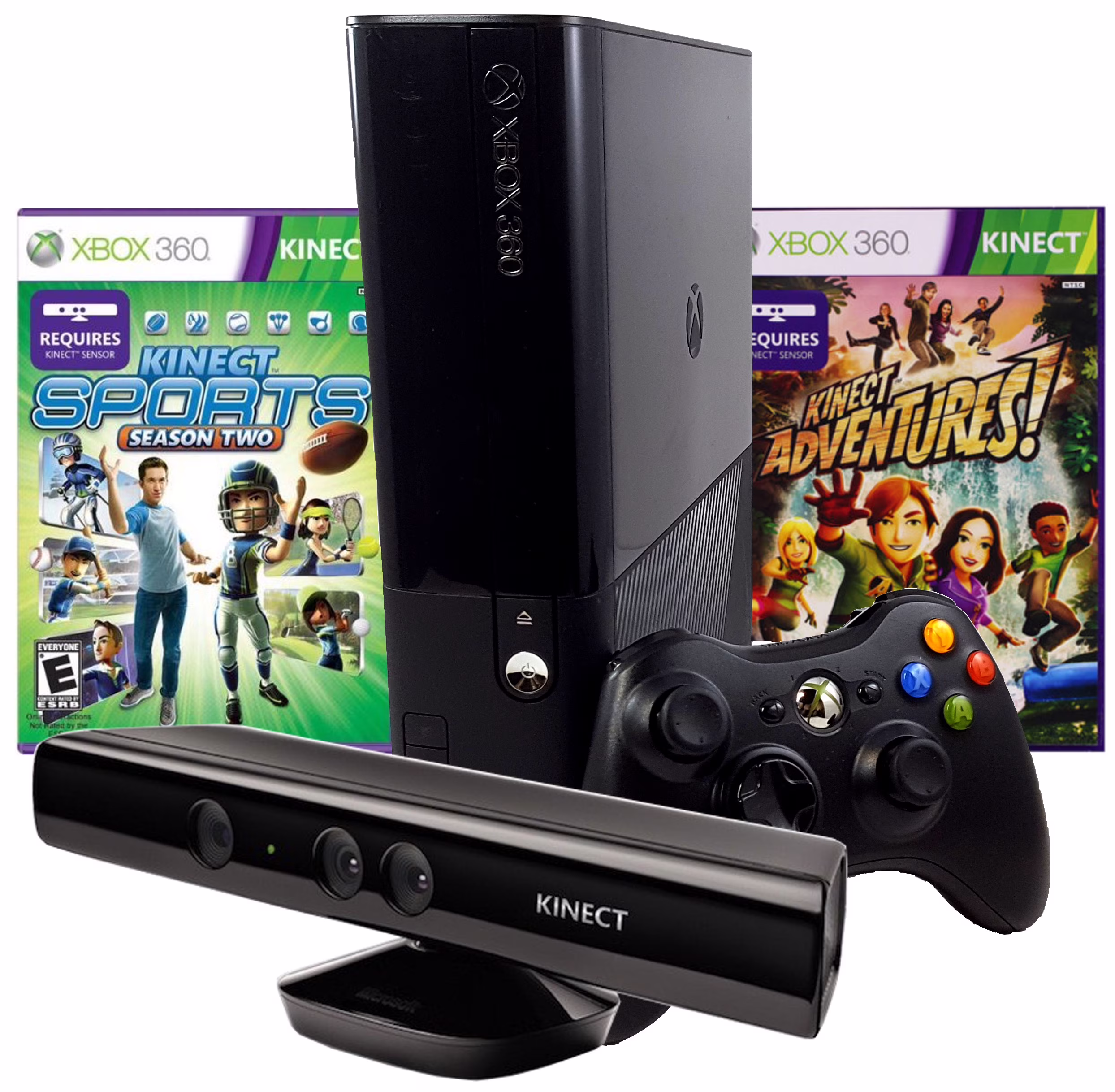 Restored Xbox 360 4GB Console Kinect Sensor and Kinect Sports Season Two and Adventures (Refurbished)