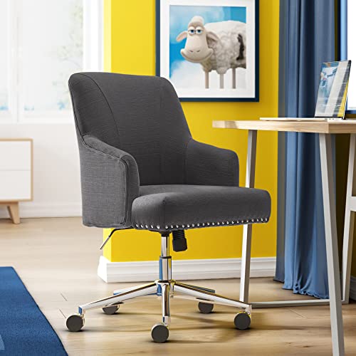 Serta Style Leighton Home Office Chair, Inviting Graphite Twill Fabric 27.25D x 24W x 38.75H in