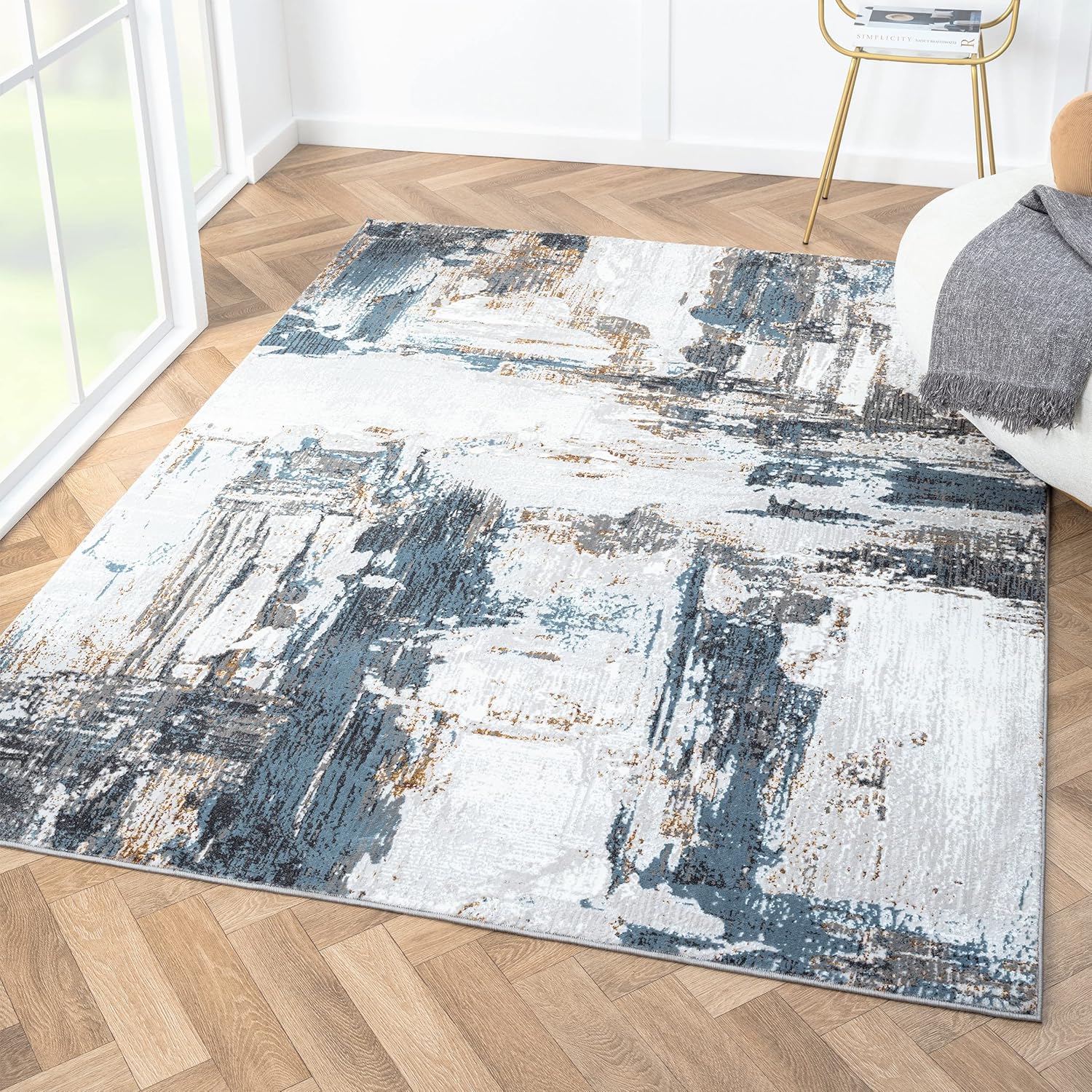 LUXE WEAVERS Camellia Multi 6x9 Distressed Abstract Area Rug, Non-Shedding Carpet