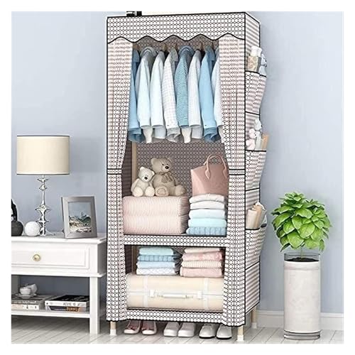 Portable Closets Cloth WardrobePortable Wardrobe Cloth Wardrobe Wardrobe Bedroom Simple Small Cloth Fabric Solid Wood Assembly Dormitory Bedroom Single Rental Room 168X45X60Cm,B Portable Cloth Hanger-