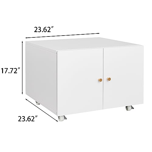 Office Copier File Cabinet, Mobile Lateral Filing Cabinet with 2 Door, Rolling File Cabinet, Printer Stand for Legal/Letter/A4 File (Medium)