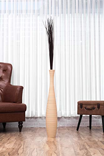Leewadee Large Floor Vase – Handmade Flower Holder Made of Wood, Sophisticated Vessel for Decorative Branches and Dried Flowers, 36 inches, Black