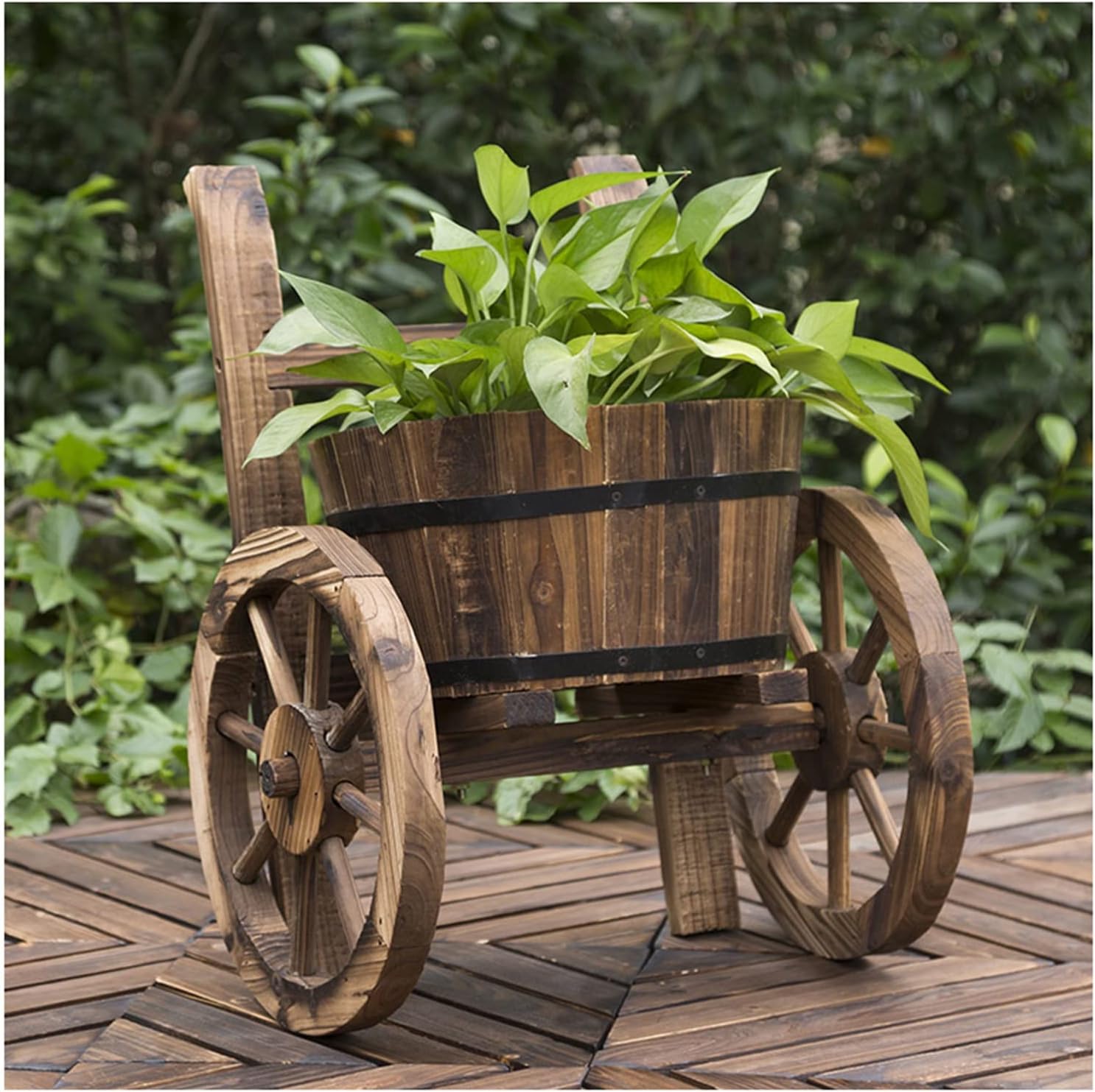 Cart Table, Outdoor Potting Bench,Home and Outdoor Multifunctional Wooden Table Top Worktable On Two Wheels