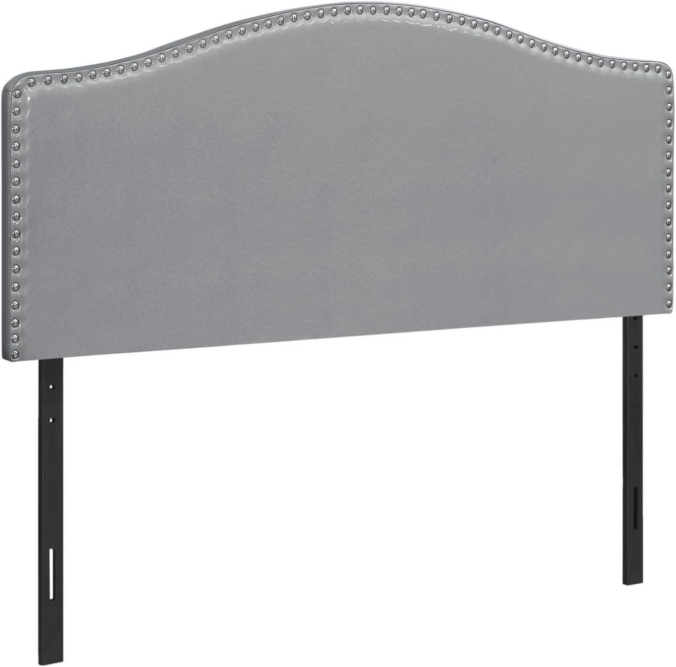 Monarch Specialties 6011Q, Queen, Bedroom, Upholstered, Pu, Grey, Transitional Bed Size Leather-Look Headboard
