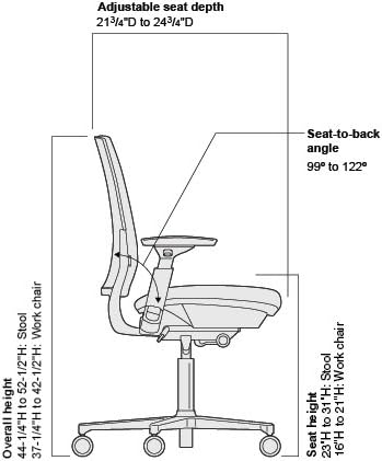 Steelcase Amia Task Chair: Black Frame/Polished Aluminum Base - Armless - Hard Floor Casters
