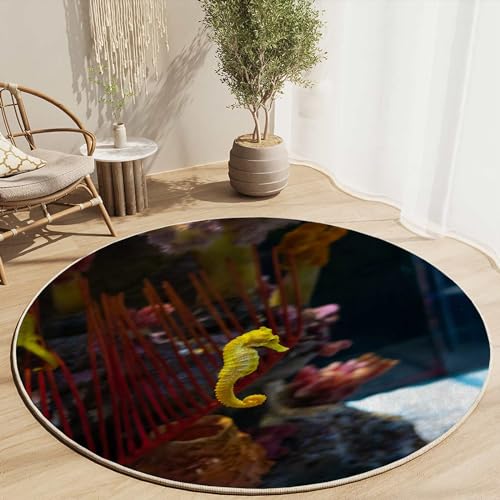 Round Rug 39 in Birch Tree Office Chair Mat Black and White Thick Hard Floor Protector Office Chair Mat for Hardwood/Tile Floor