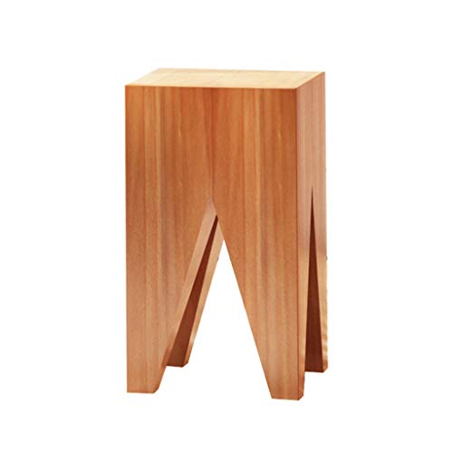 Retro Sofa End Tables, Natural Logs Living Room Corner Small Square Table Simplicity Solid Wood Bedside Table Wooden Pile Low Stool,B