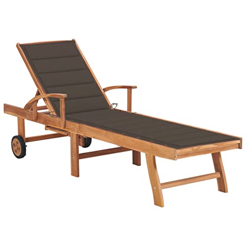 Sun Loungers 2 pcs,Outdoor Lounge Furniture,Patio Furnitire,Beach Lounge Chair,Lawn Chairs,Adjustable Backrest in 4 Positions, with Black Cushion Solid Teak Wood