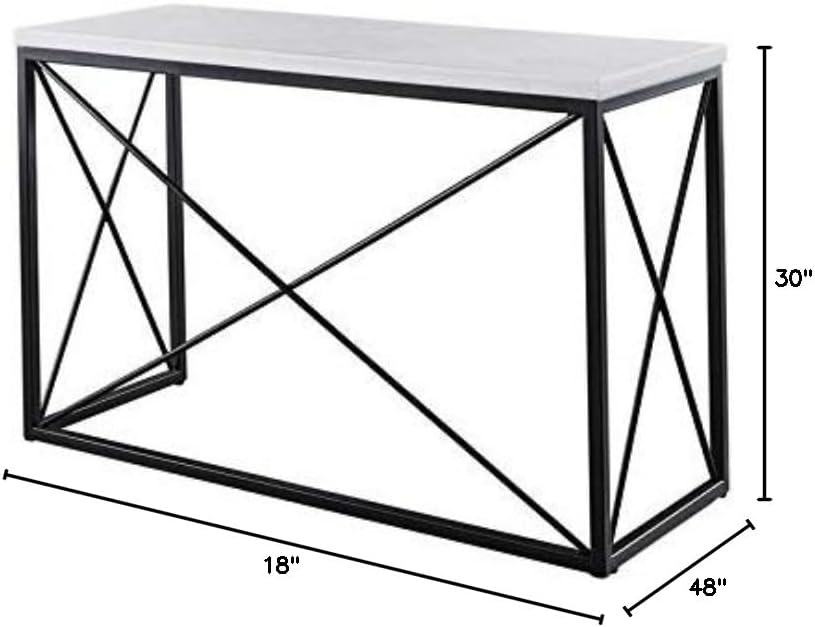 Steve Silver Skyler White Marble Top Rectangle Sofa Table