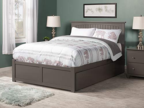 AFI Nantucket Twin XL Size Platform Bed with Footboard and Storage Drawers in Grey