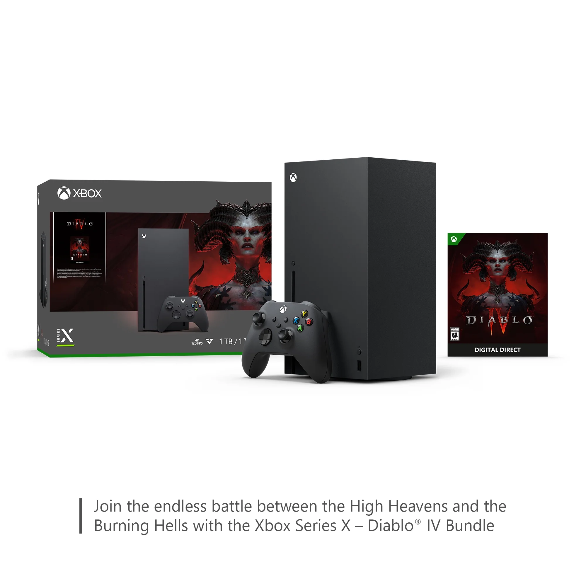 Xbox Series X Diablo IV Bundle with 1TB SSD & Carbon Black Wireless Controller, 120 fps, 16GB RAM, 4K Gaming Experience