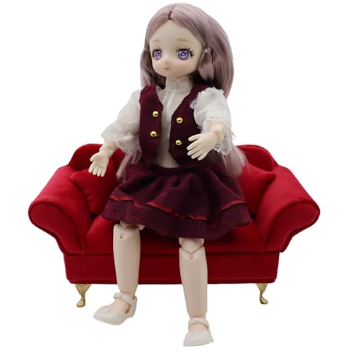 Dollhouse sofa jewelry box 2pcs miniature salon furniture Doll Furniture couch jewelry box 1/6 sofa cushions for dollhouse accessories(Pink A)