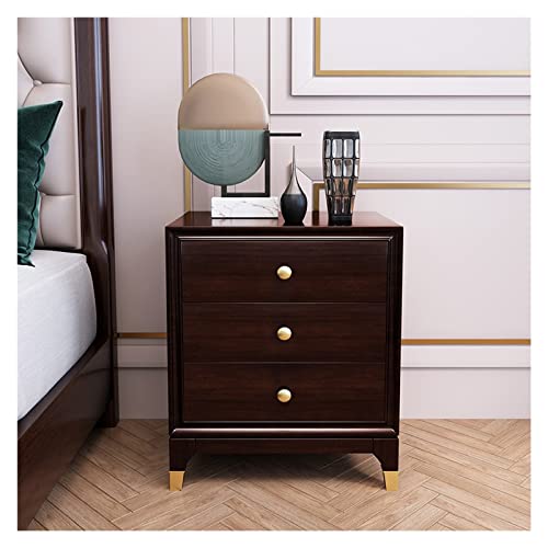 Light Luxury Nightstand, Modern Solid Wood Bedside Tables with 3 Drawers, Wooden Night Stands, Side Table Storage Corner Cabinet for Bedroom Home Furniture (Color : A)