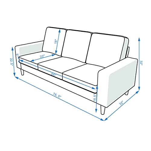 Panana Modern 3 Seater Sofa Couch Upholstered Fabric Couch Sofa for Small Space, Living Room, Apartment (Grey)