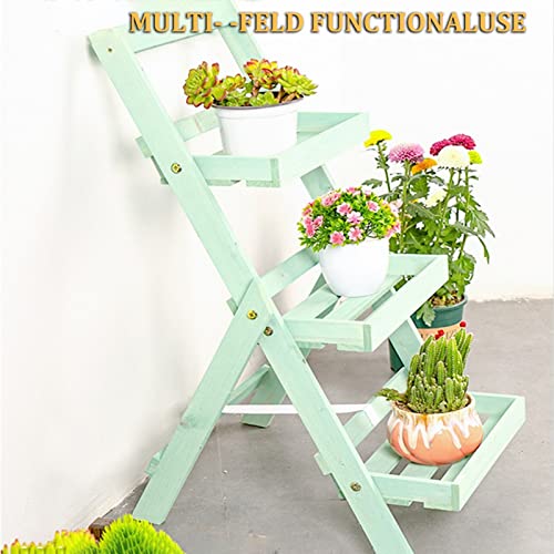 Outdoor Wooden Garden Work Bench,Potting Bench Table,with Display Rack/Lower Storage Shelf,Collapsible (Blue 34.5x35x71cm)