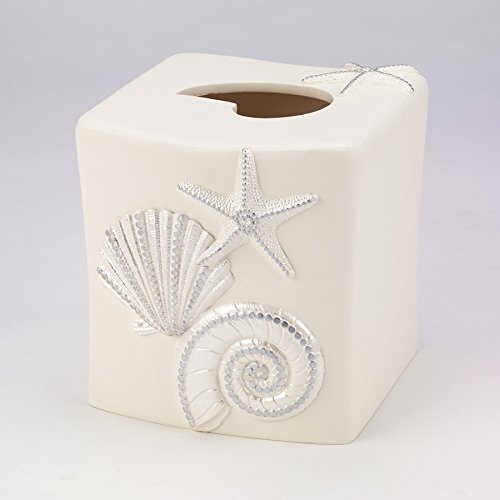 Avanti Linens - Wastebasket, Decorative Trash Can, Seashell Inspired Bathroom Accessories, Guest Bathroom Essentials (Sequin Shells Collection)