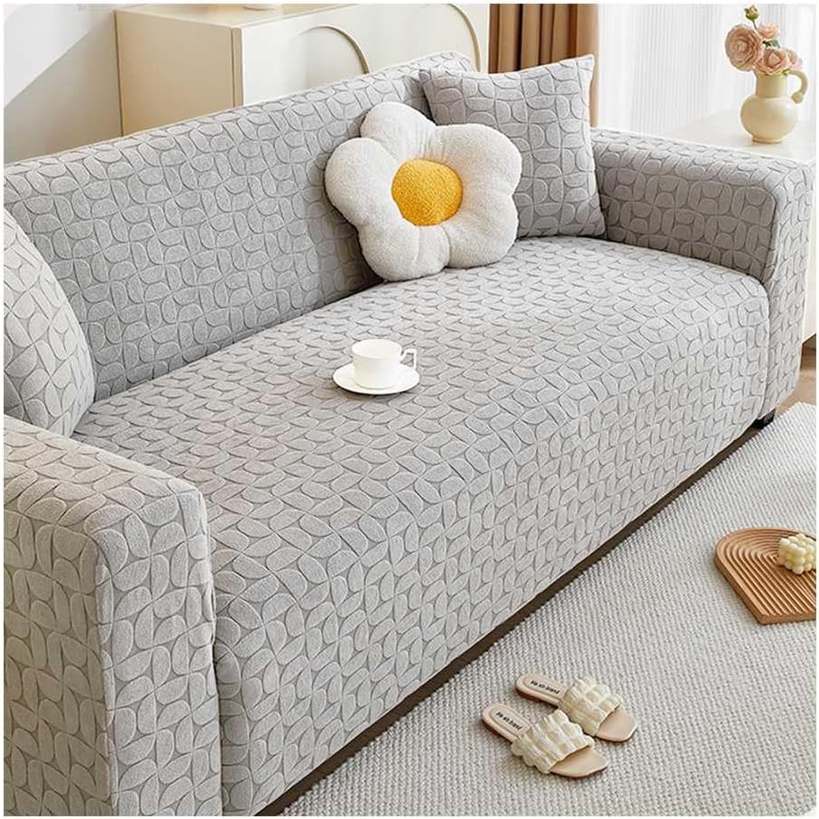 Sectional Couch Covers High Stretch Sofa Covers Super Soft Stylish Couch Covers Jacquard Non Slip Sofa Slipcover for Living Room Furniture Protector (Color : Beige, Size : 2 SEATER/140~185CM)