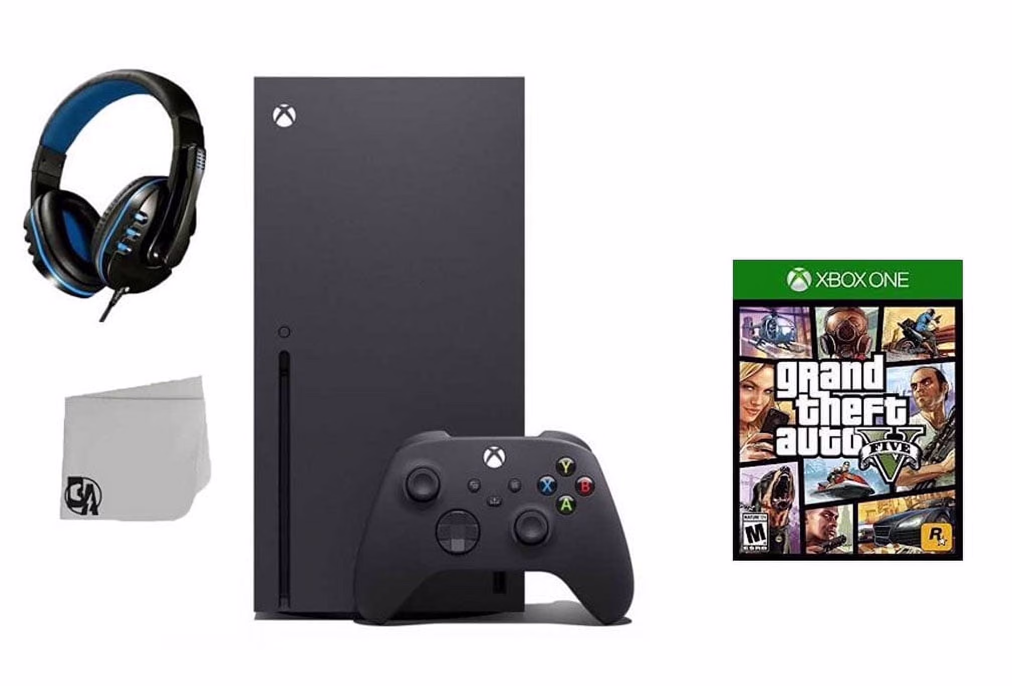 Pre-Owned Xbox Series X Video Game Console Black with Grand Theft Auto V BOLT AXTION Bundle